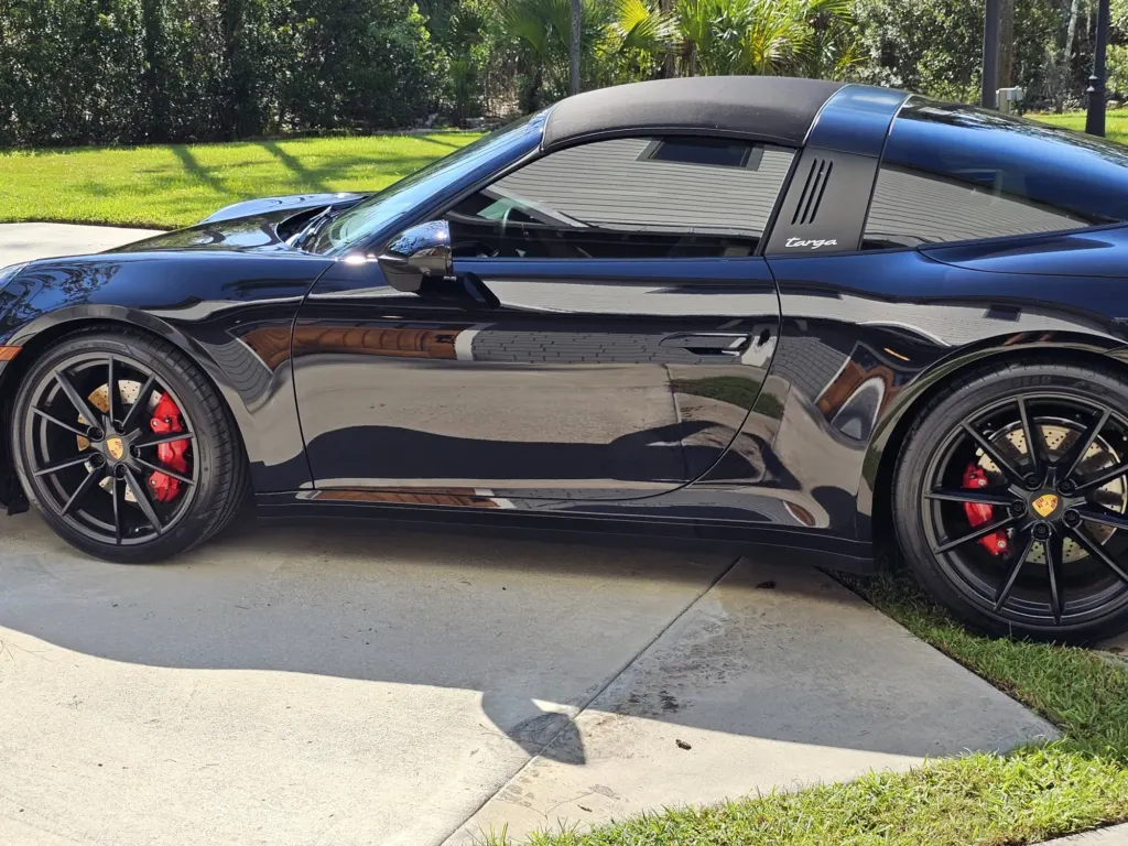 Black Porsche 911 Targa rear quarter