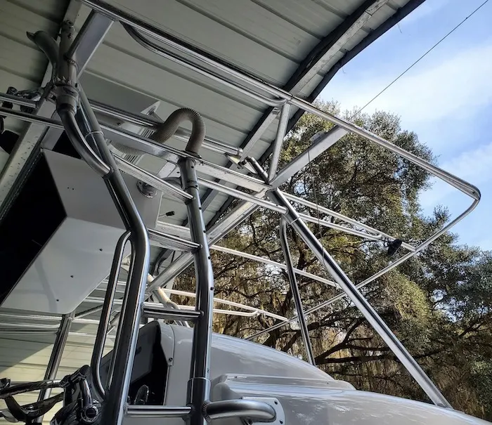 Boat T-top frame outdoors