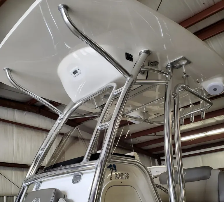 Boat T-top with stainless frame