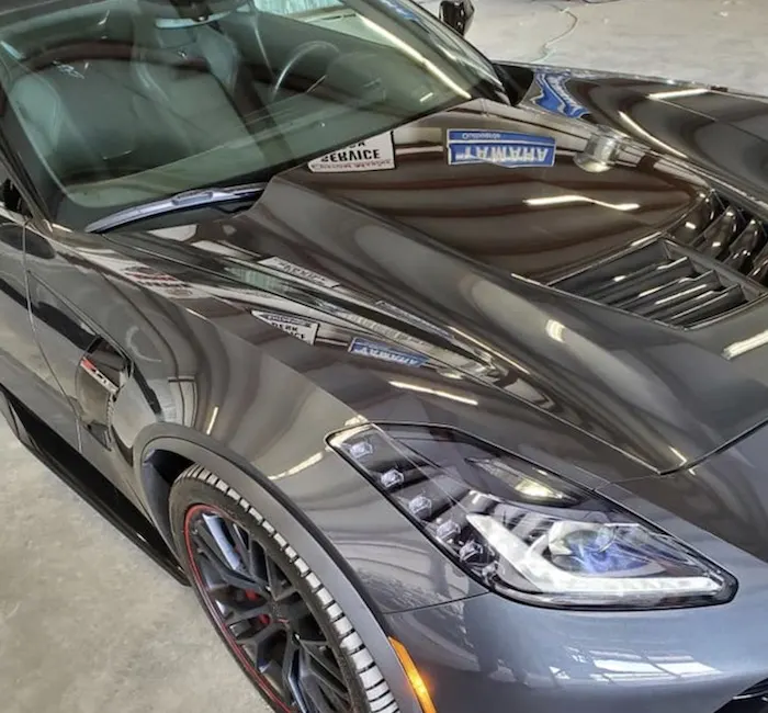 Dark gray paint with clear reflections