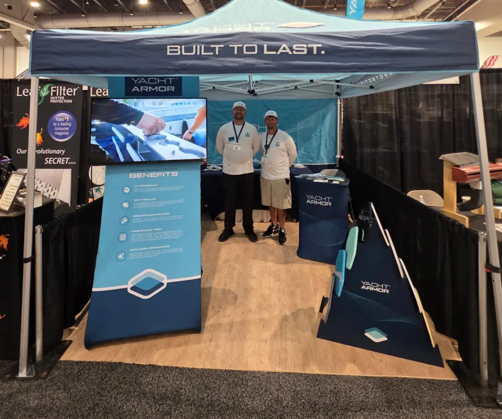 Elite at the Yacht Armor booth at the boat show, March 2026