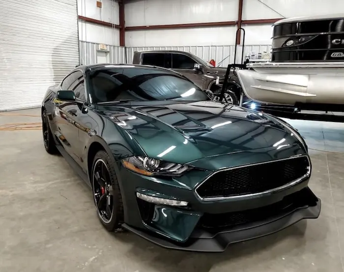 Dark green Ford Mustang