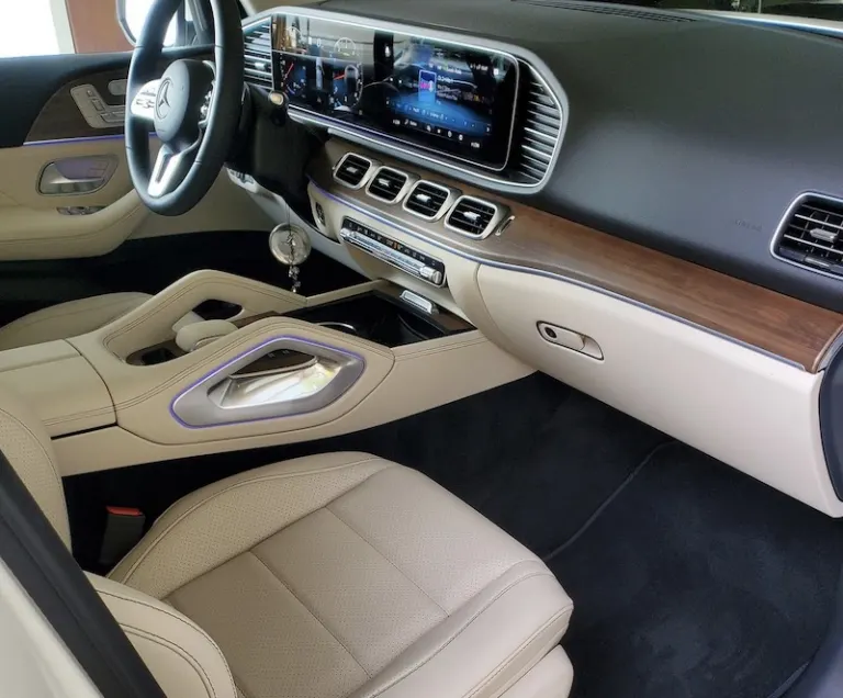 SUV interior with cream leather seats